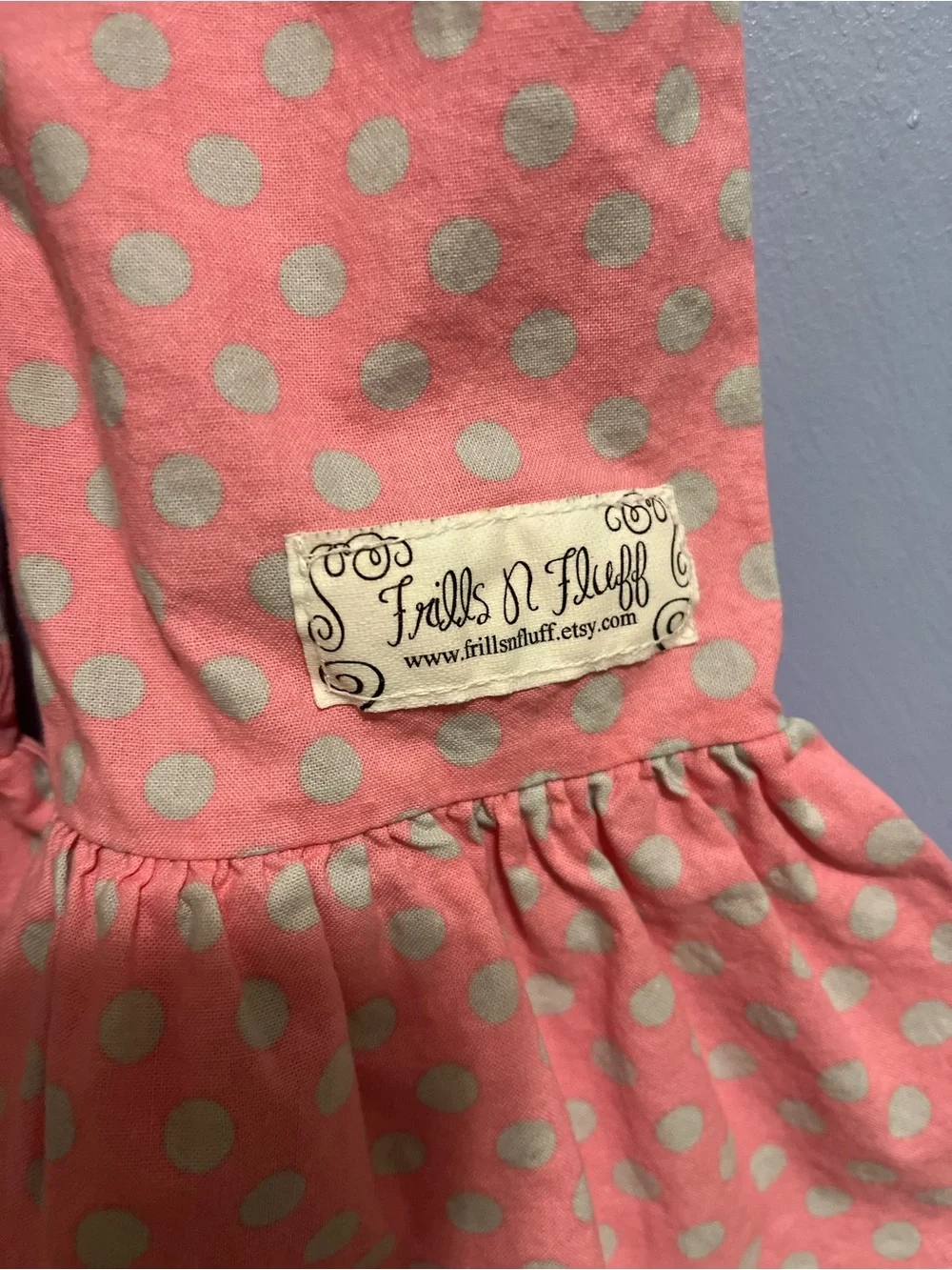 Peach Polka Dot Ruffle Girl's Pants with Patch